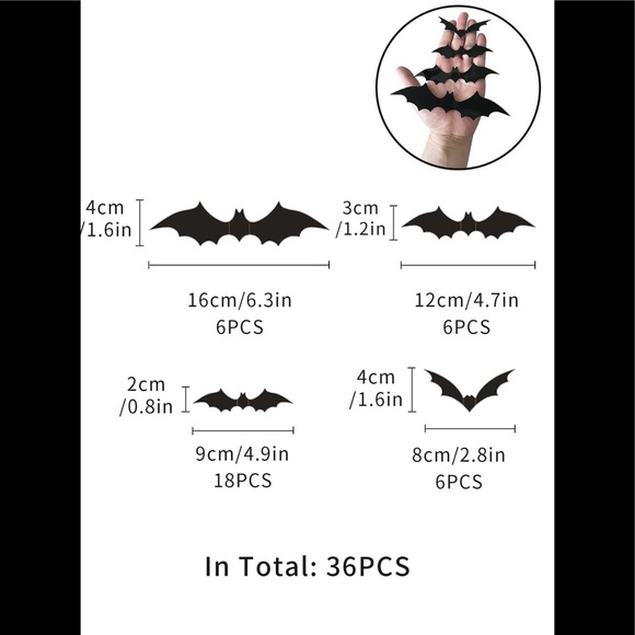 36pcs 3D Bat Sticker - Picture 2 of 2